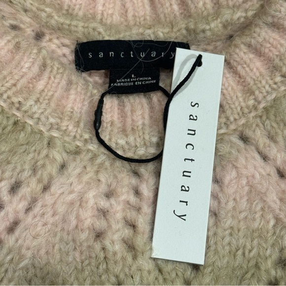 NEW Sanctuary Pointelle Sweater in Pink Moonlight Multi Crewneck Knot Size L - Picture 7 of 10